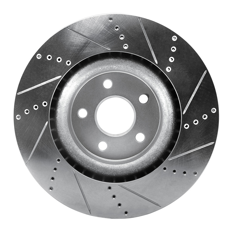 Dodge Durango Brake Rotor (1) - Front Left - R1 Concepts - Drilled & Slotted - Silver - `12-`25